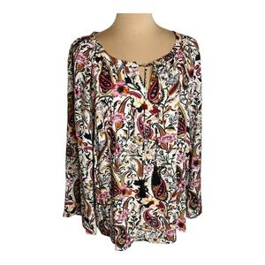 Grace Elements Women’s Paisley Rayon Tunic Top Long Sleeved Blouse